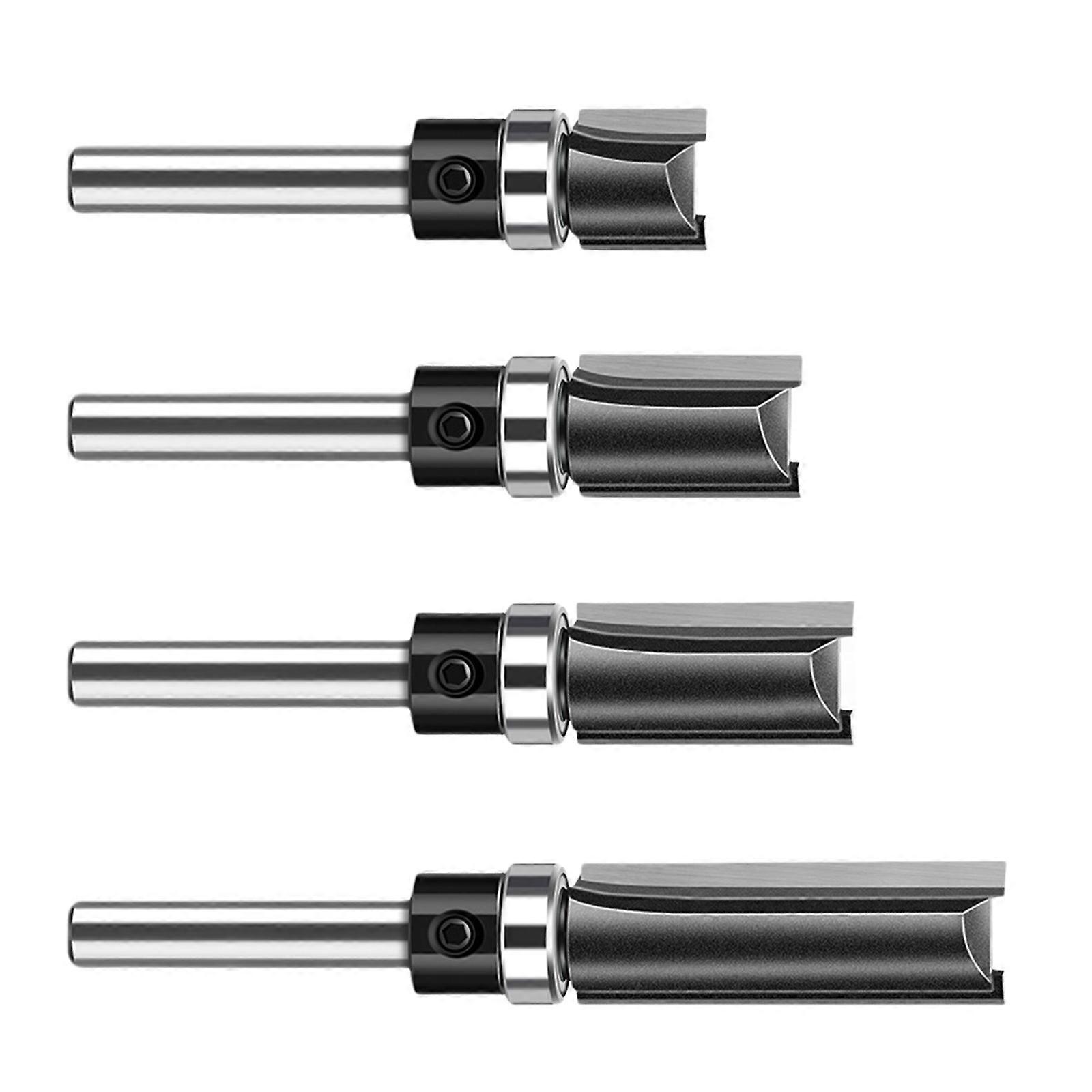 4Pcs Flush Trim Bit With Bearing Routers Bit Woodworking Milling Cutter For Wood Bit End Milll Tool for Woodworking Multicolor