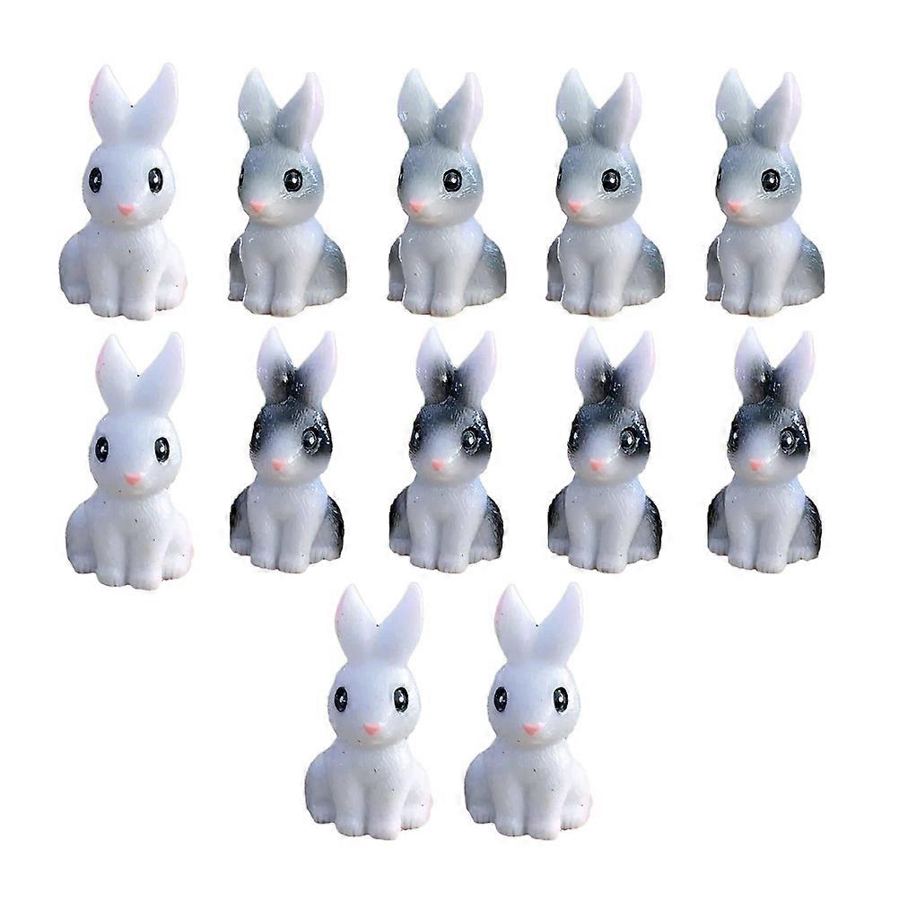 12Pcs Resin Easter Rabbit Models Small Easter Micro Figurines Rabbit Adornments