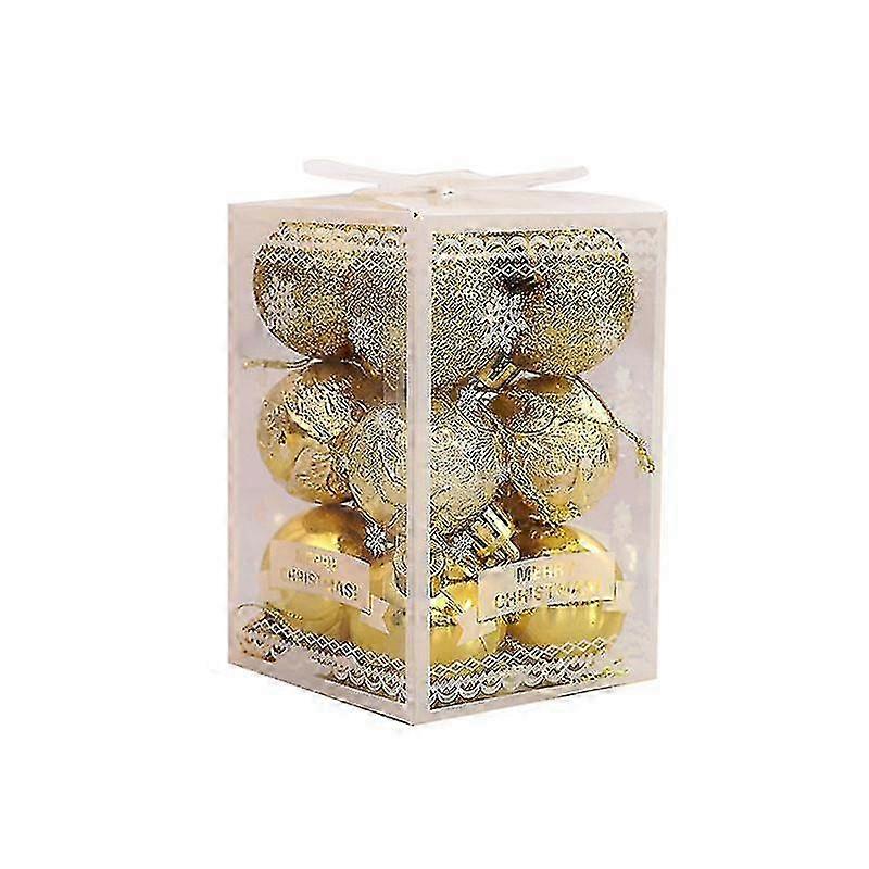 Christmas Tree Decorative Balls 6 Pieces Gold Shiny and Matte Easy to Install and Hang