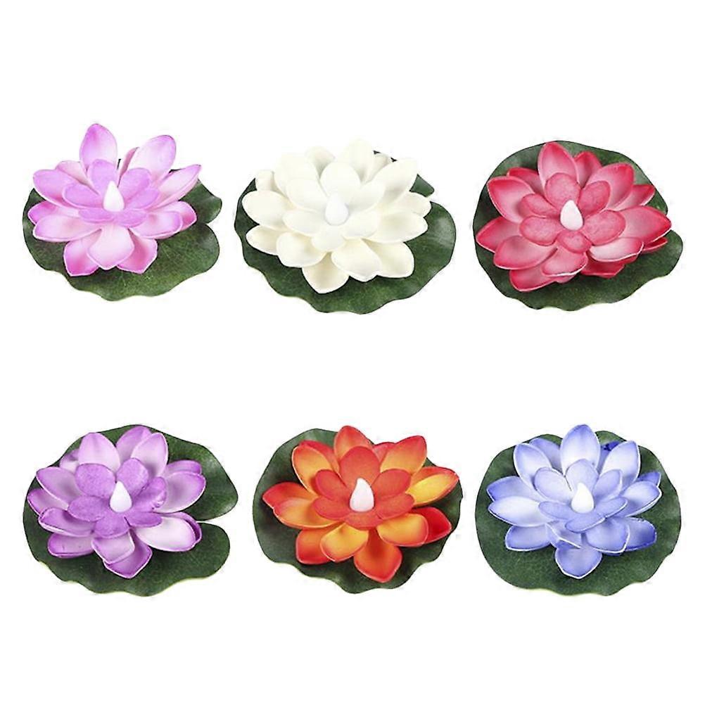 6pcs Simulated Lotus Decoration Artificial Floating Flower Decor