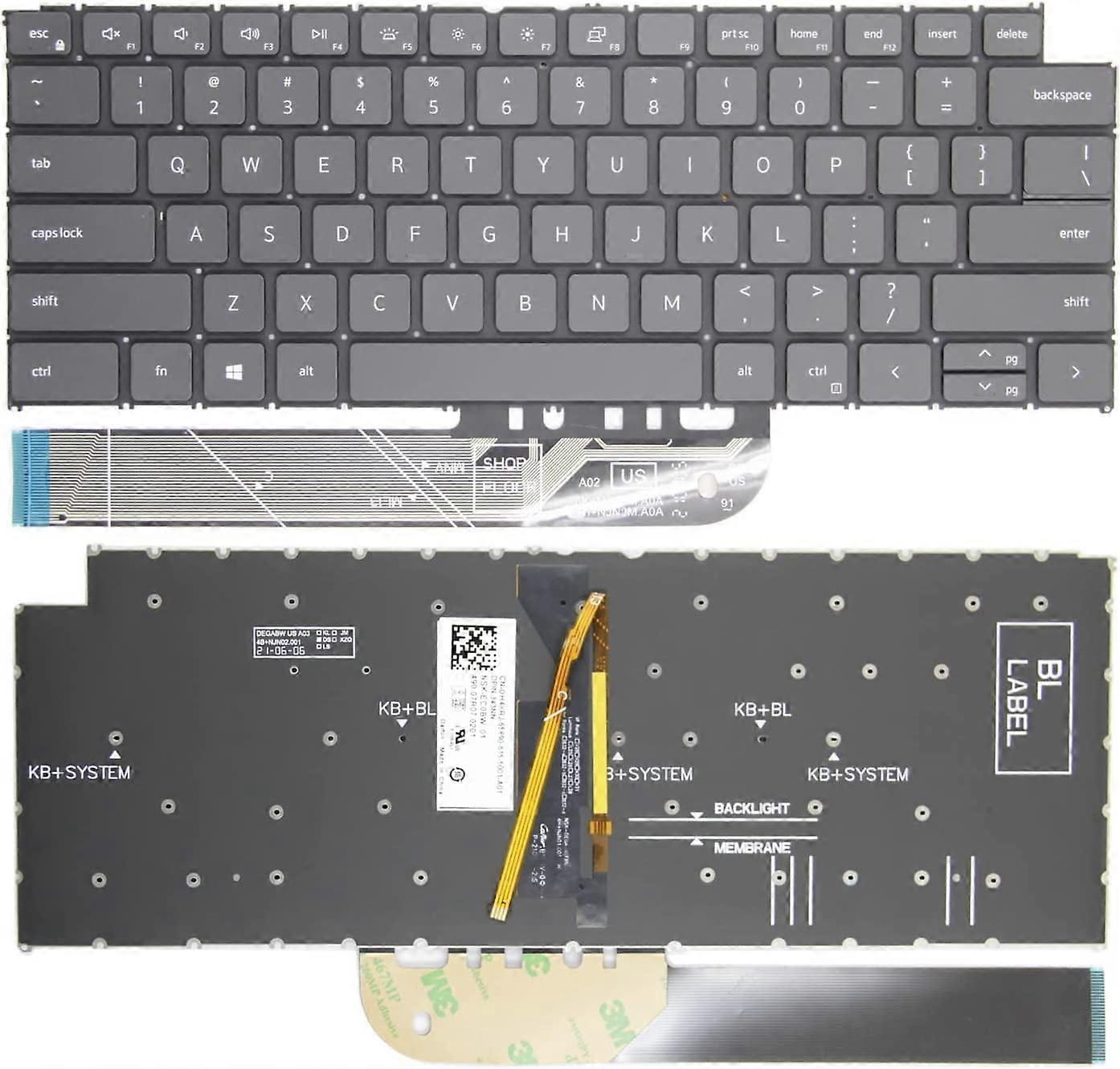 New US Black English Backlit Laptop Keyboard (Without palmrest) for compatible with Dell Inspiron Plus 14 7420