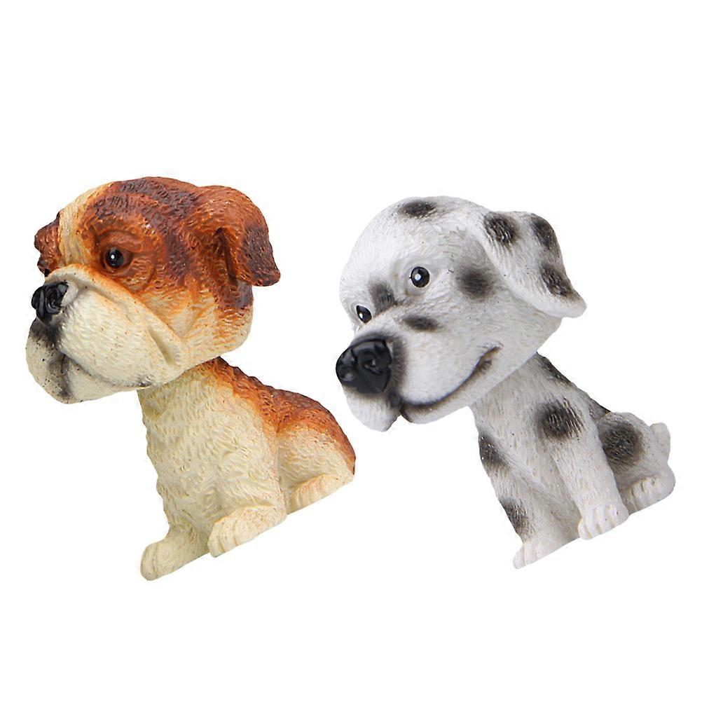 Cute Bobblehead Dog Model for Car Dashboard Unique Vehicle Ornament 2Pcs