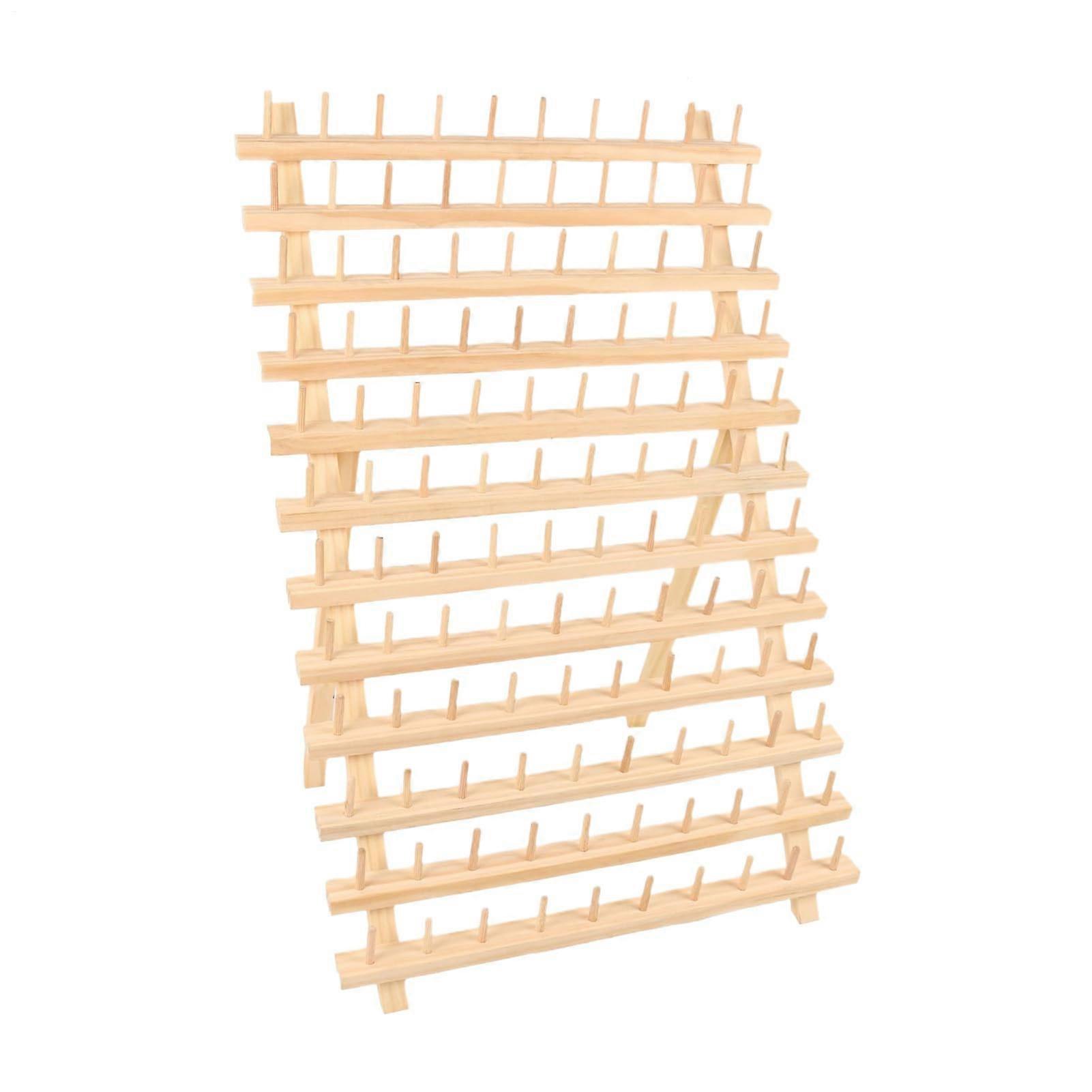 Large Capacity Wooden Embroidery Floss Organizer with 80 Spools for Sewing and Cross Stitch Storage