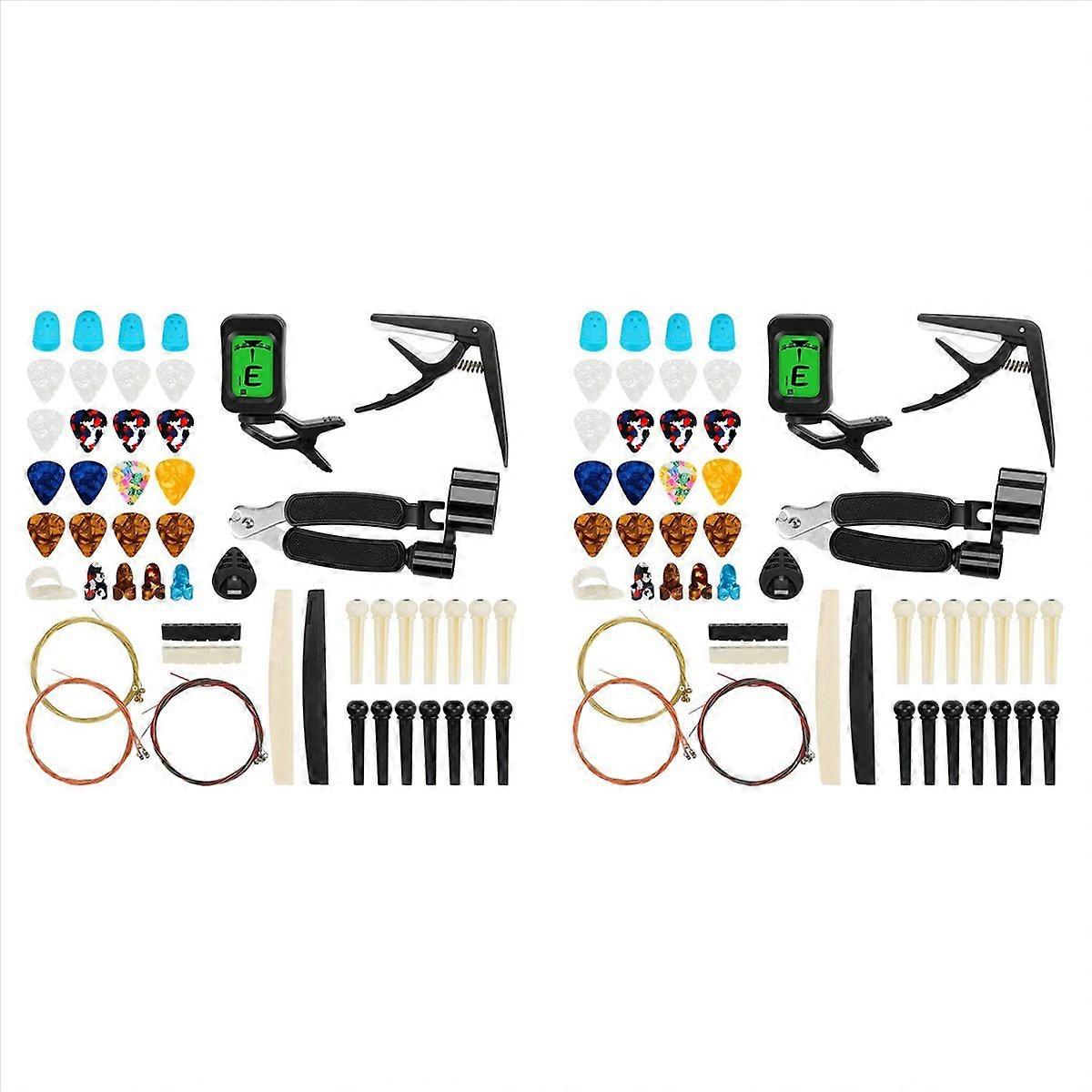 65 PCS Guitar Accessories Kit with Guitar Strings, Tuner, Capo, Picks