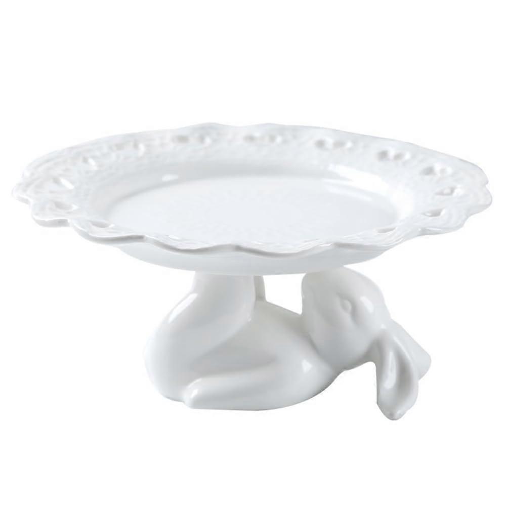 Ceramic Rabbit Dessert Stand 6 Inch with Unique Bunny Design for Tea, Snacks and Fruit Display