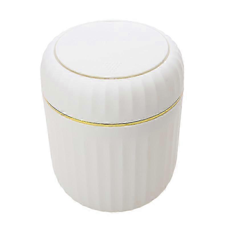 Mini Cylindrical Trash Can for Desktop Home Office Press Type Dustbin