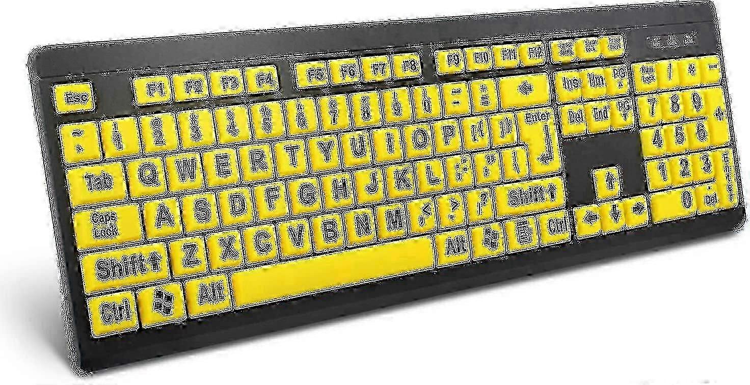 USB Wired Keyboard with Oversized Letters for Low Vision Users (Yellow)