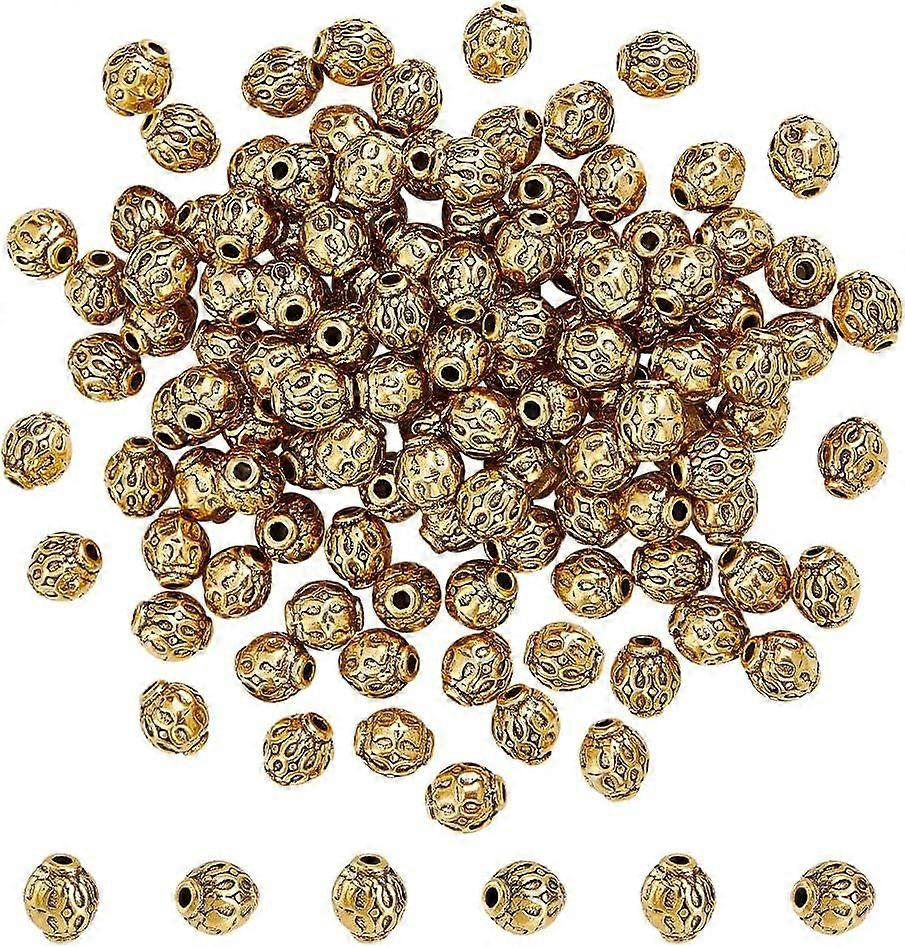 Tibetan Style Alloy Beads 200pcs 6mm Round Golden