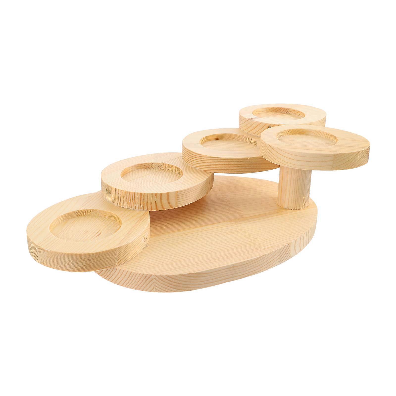 Sushi Display Stand Five-Step Ladder For Snack Crowd 14.54X7.66X3.93In Khaki Color Classification 2Pcs