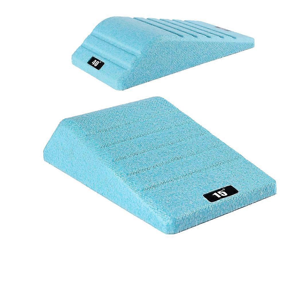 2PC Squat Wedge Block Non Slip Professional Ramp Slant Board for Squats Calf Raise Block Yoga Wedge Equipment Light Blue