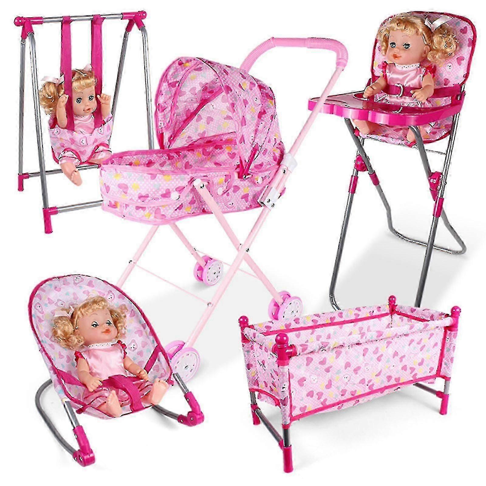 Poussette pour poupée, accessoires pour poupée, y compris poussette, chaise de salle à manger, chaise berçante et
