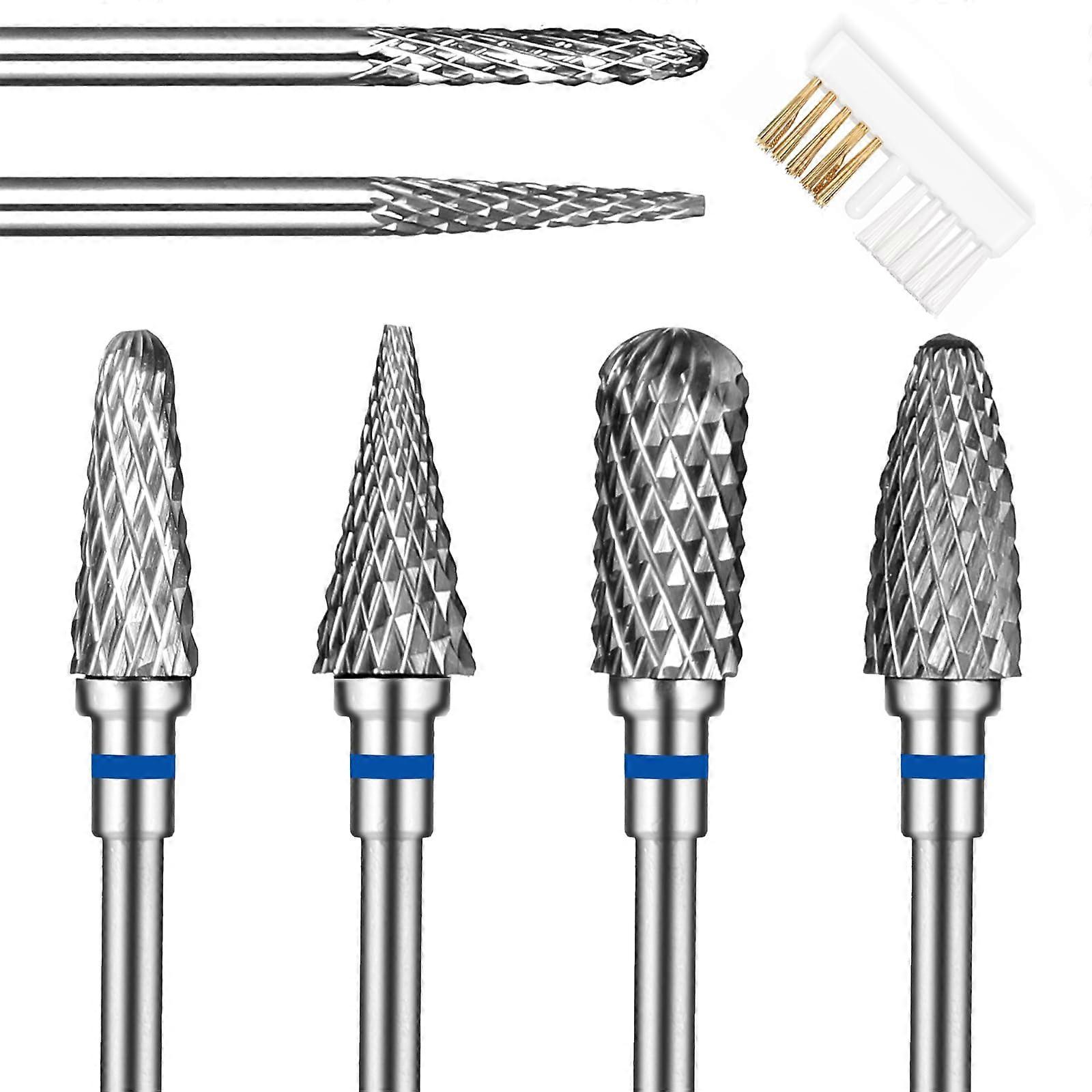 Tungsten Steel Nail Drill Bits Set 6pcs Diamond Cuticle Remover for Manicure Pedicure Electric File
