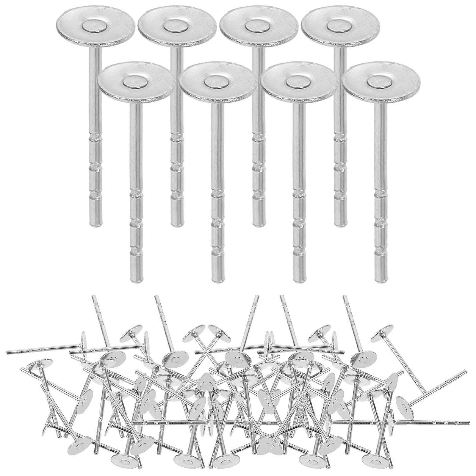 DIY Earring Making Materials Metal Earring Posts 2Pcs 1 Bag Silver