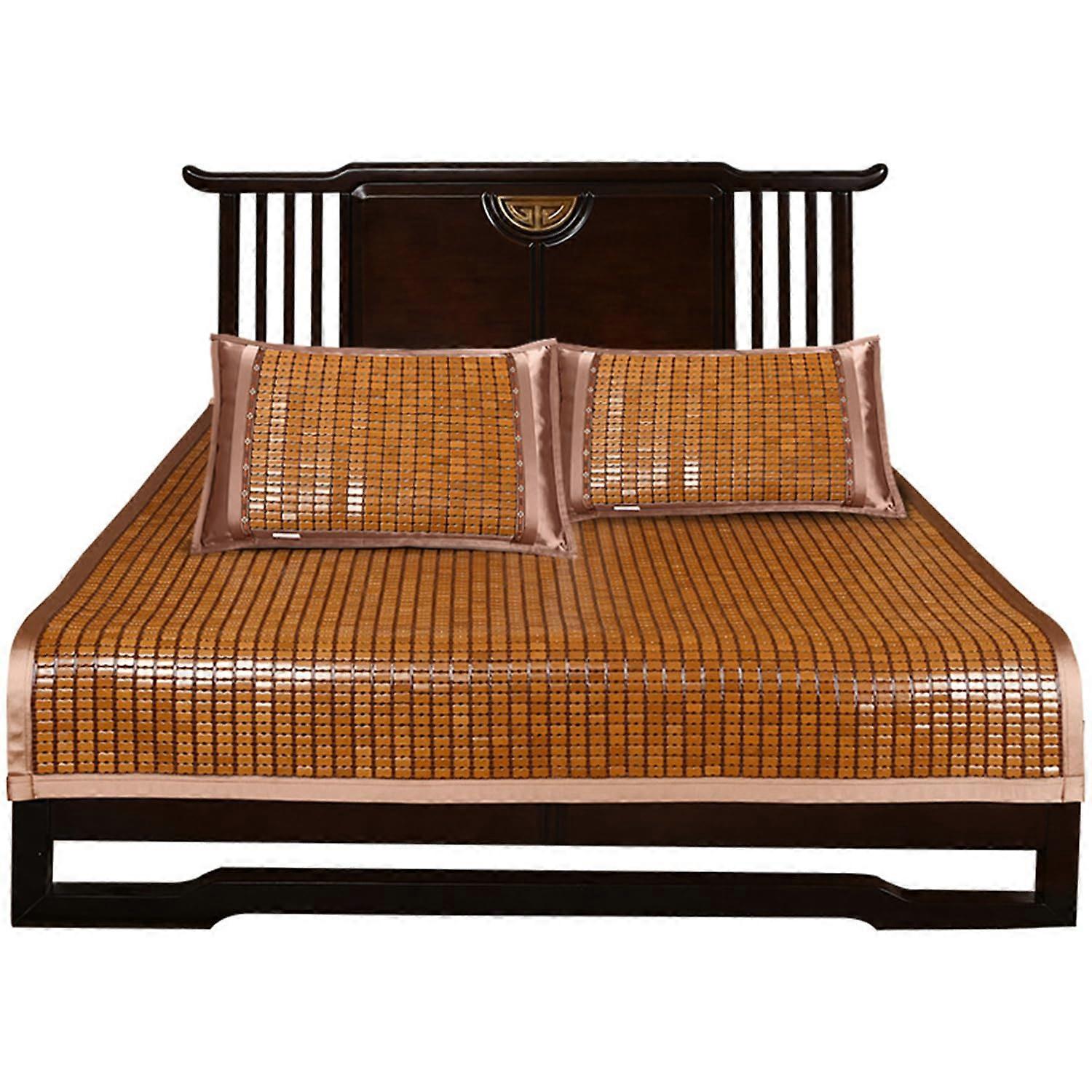 Cooling Bamboo Mattress with Breathable Surface and NonSlip Bands, 200x220cm Summer Sleeping Mat