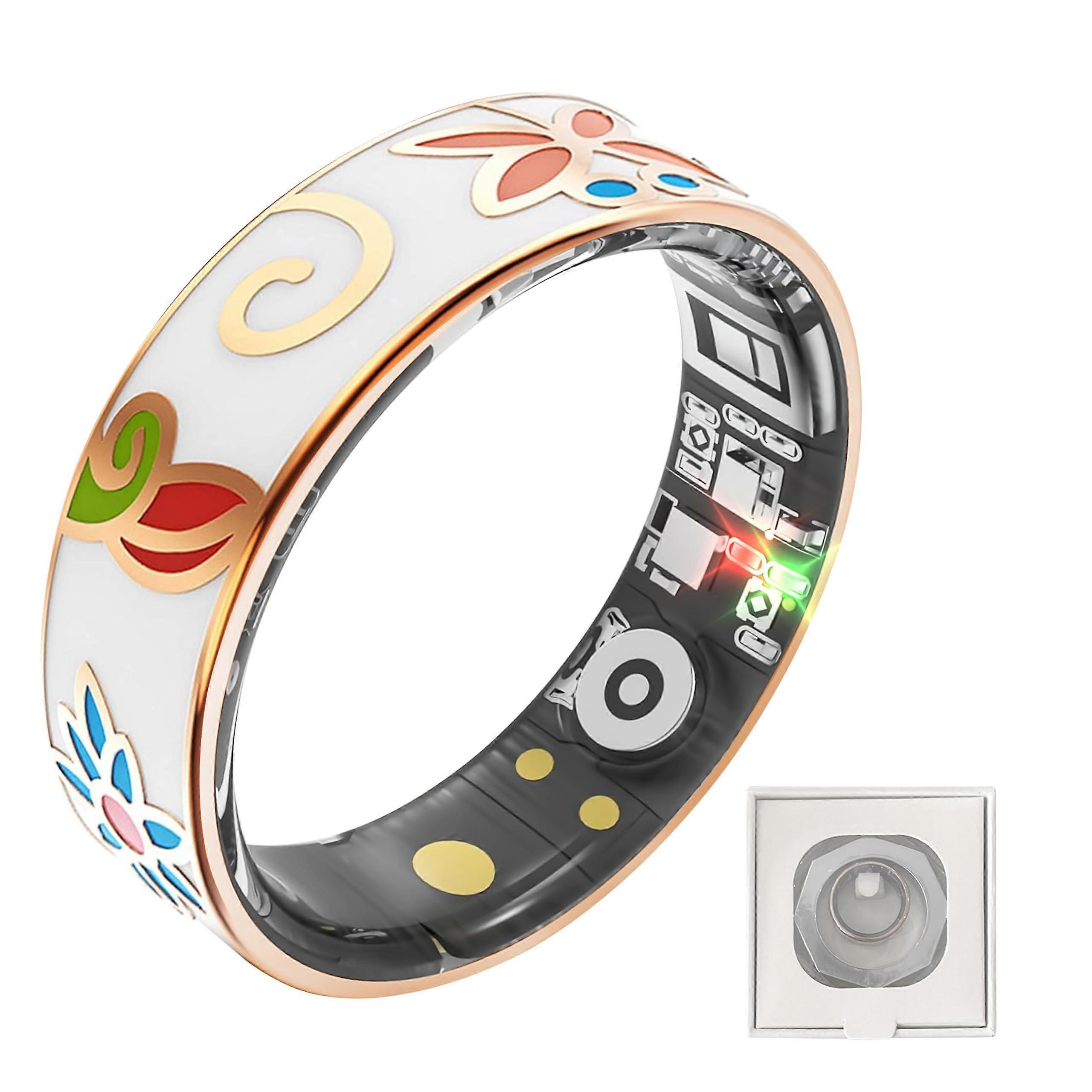 Smart Health Ring Titanium Alloy with Sleep and Activity Tracking, Heart Rate, SpO2, 5Day Battery, 5ATM Waterproof, Enamel Color 9#