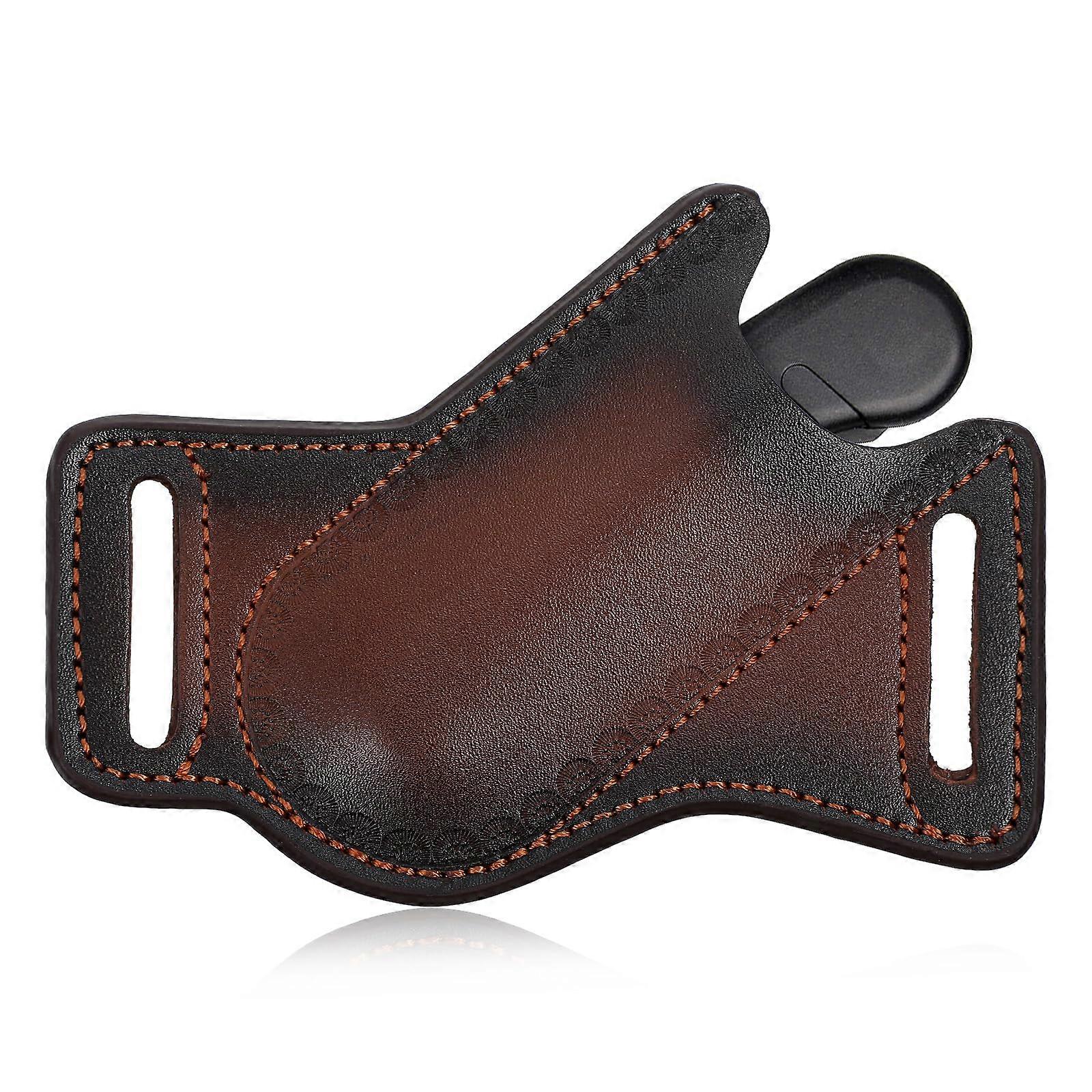 Durable Leather Knife Sheath for Belt, Waterproof Horizontal Multitool Holder with Scratch Protection