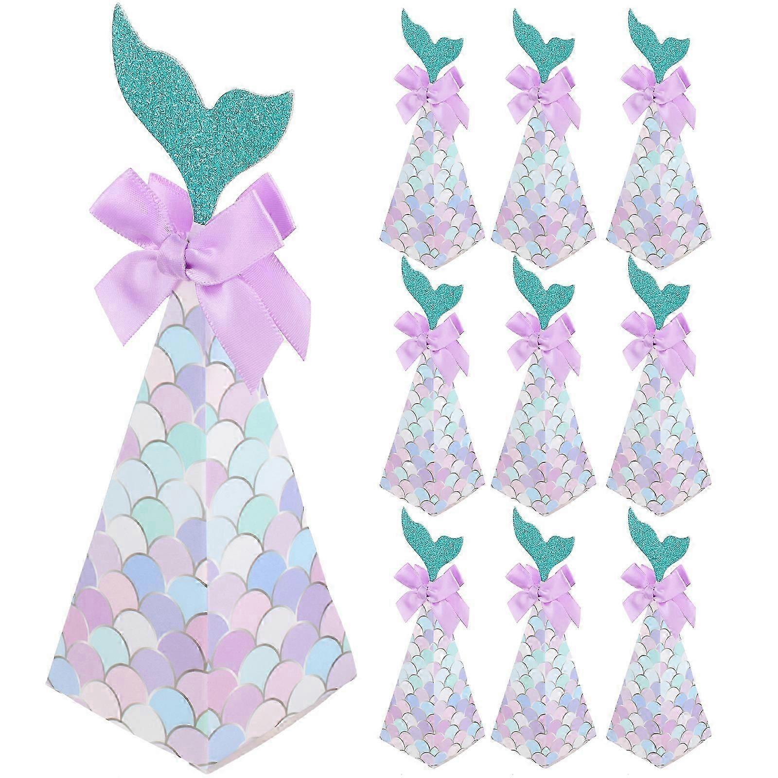 20Pcs Wedding Candy Boxes Paper Mermaid Cookie Boxes Party Gift Packaging Cases