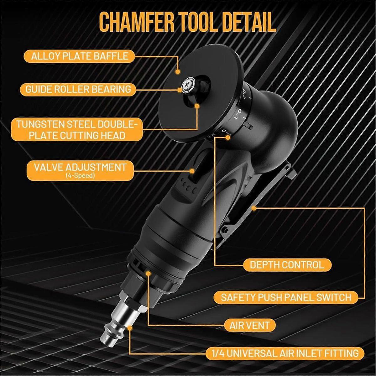 Pneumatic Chamfering Tool, Chamfer Tool with 6 C-Angle & 6 R-Angle Blades, Upgrade Air Chamfer Tool