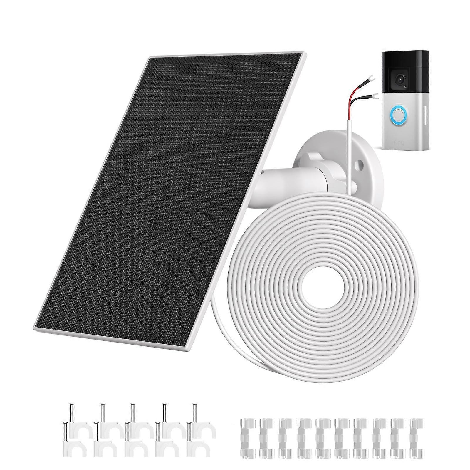 Solar Panel for Ring Doorbell 4W with 5000mAh Battery, IP66 Waterproof, 13ft Cable, Adjustable Bracket