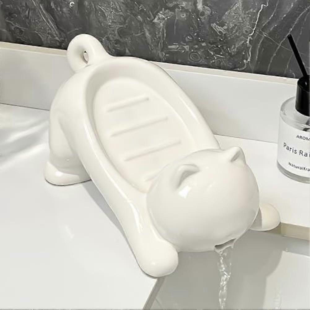 ABS Material Cat Soap Dish Self-Draining Soap Holder