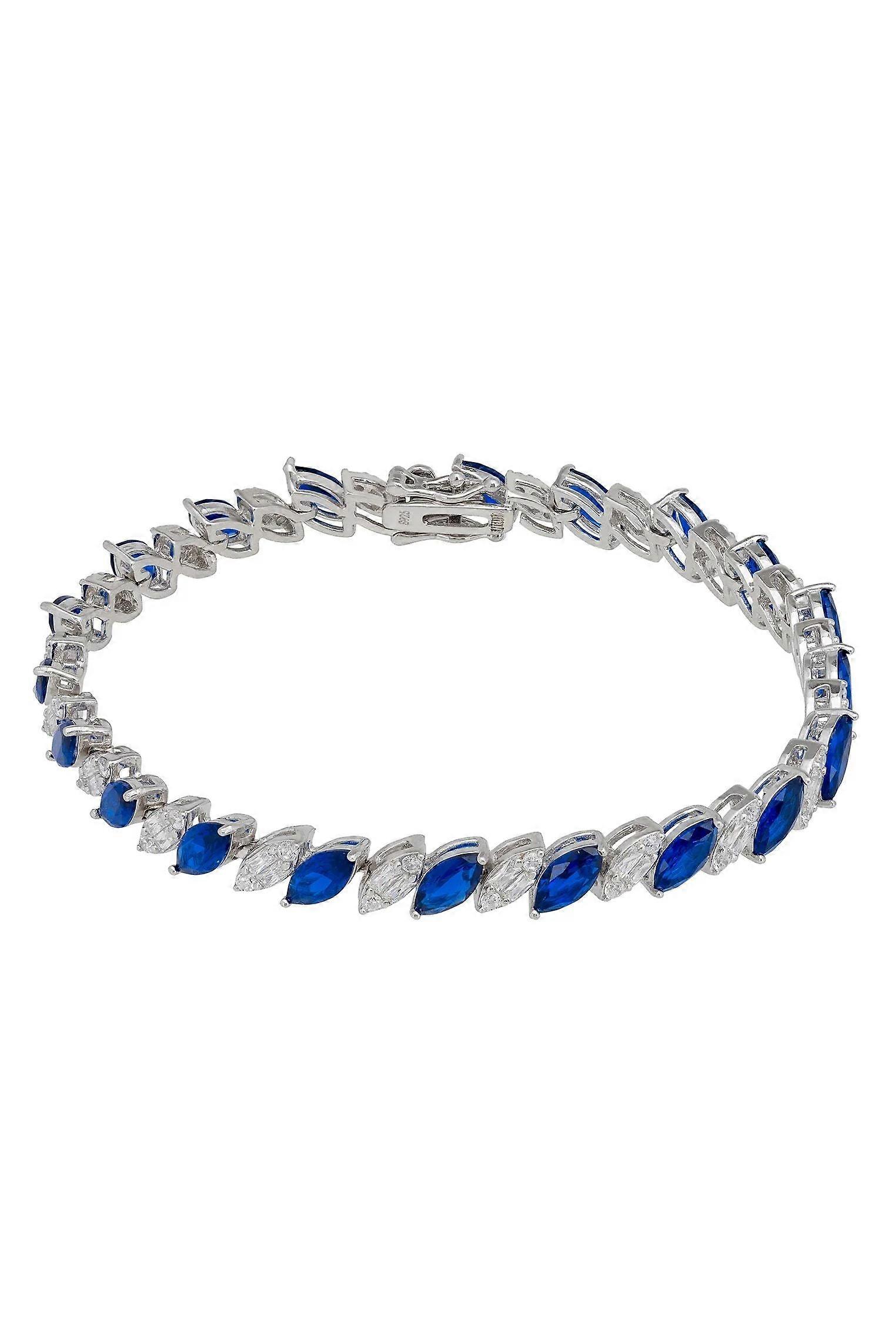 Latelita Viscountess Tennis Bracelet with Lab-Grown Sapphires and Simulated Diamonds in 925 Sterling Silver for Female - Sapphire Blue