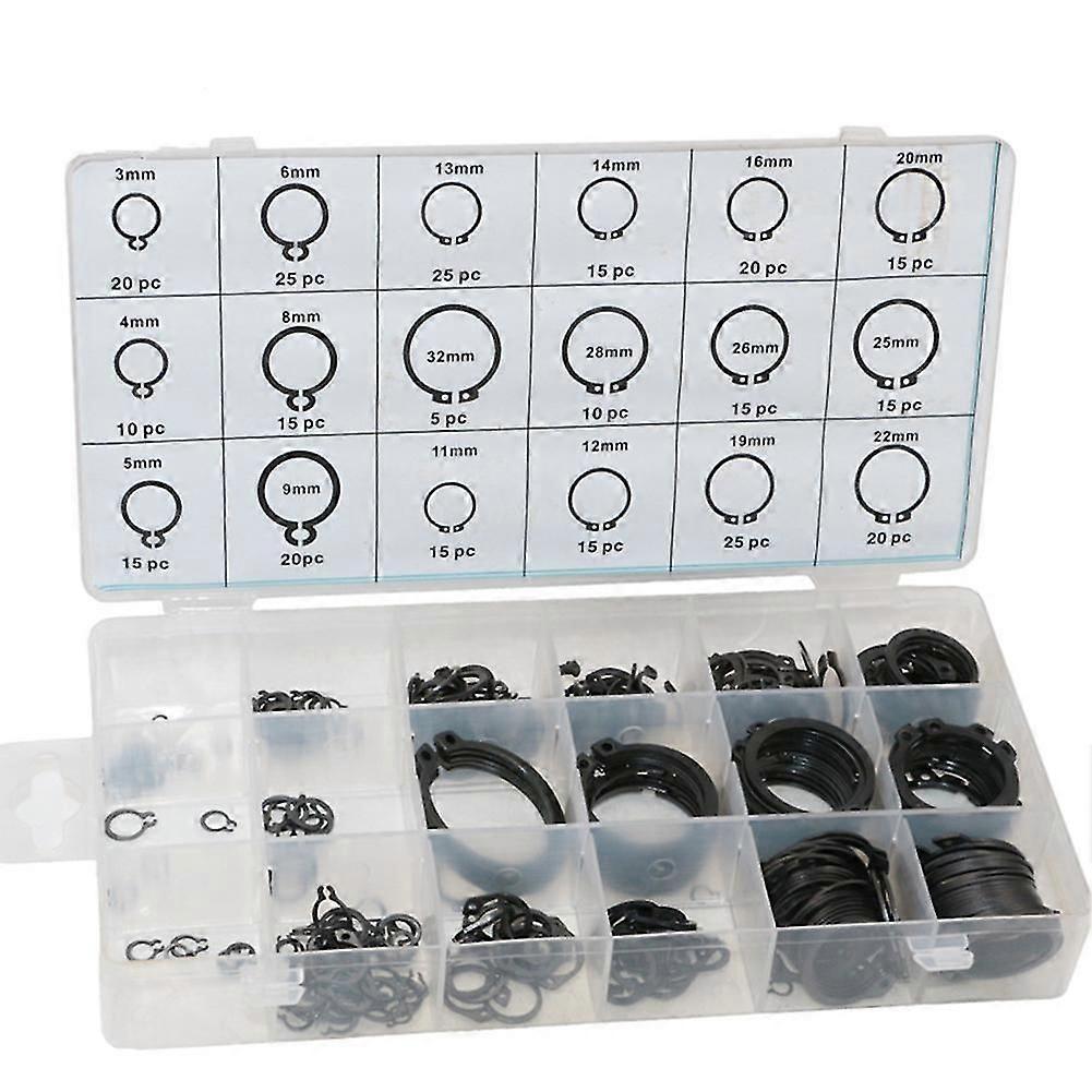 300pcs 18sizes C-clips Snap Ring Circlip Retaining Ring Set Assortment With Case