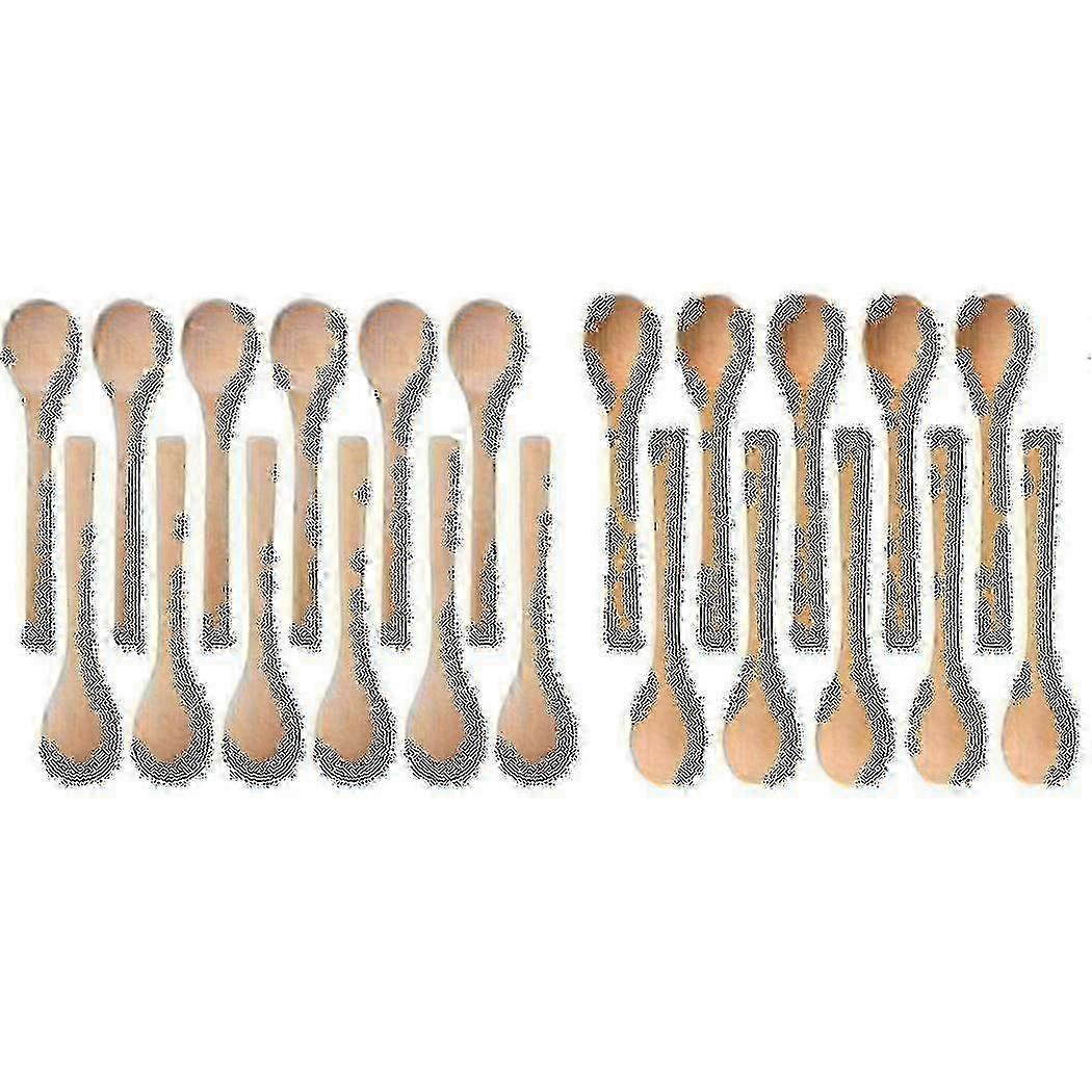 60 Pieces Mini Wooden Spoon Set For Serving Small Soups And Condiments