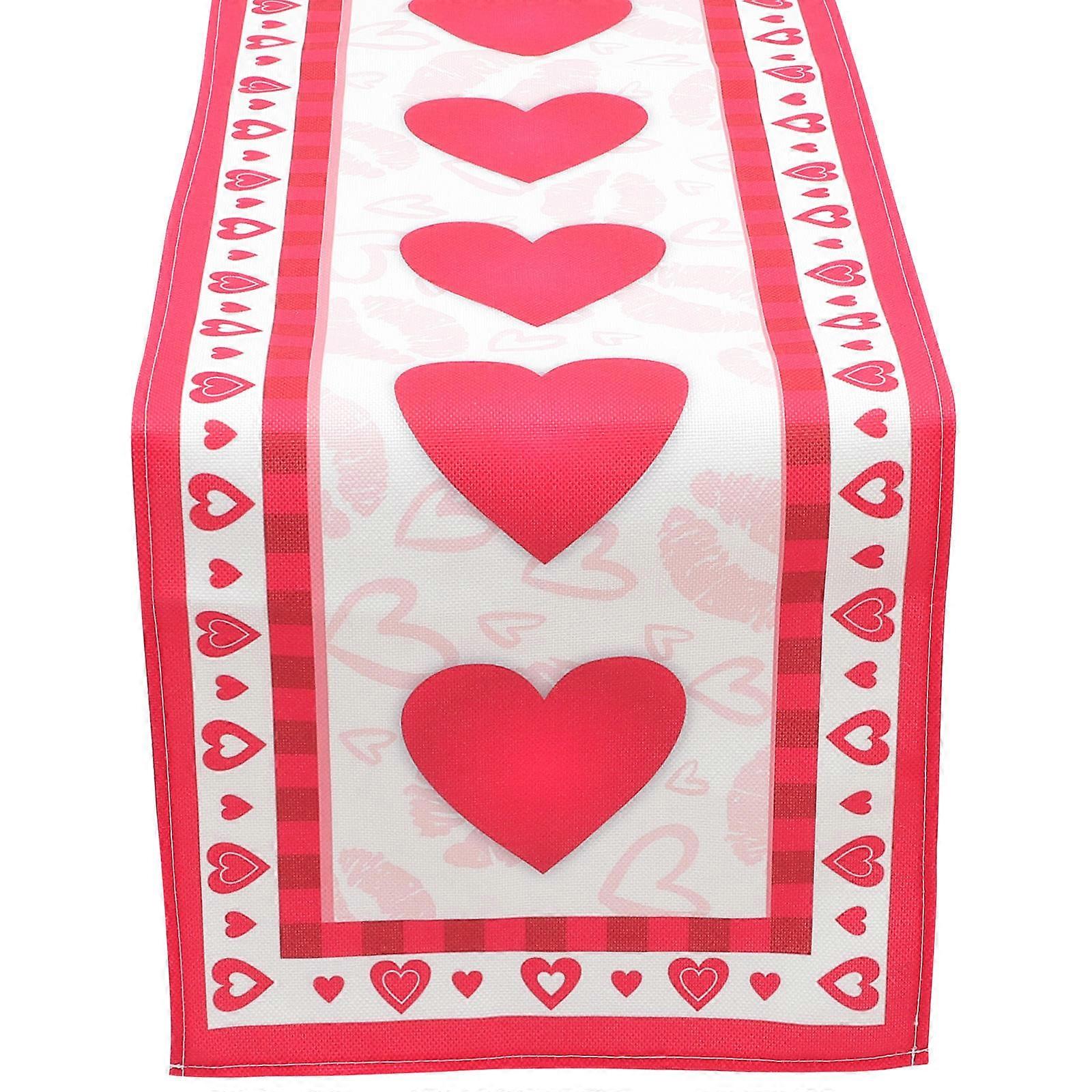 Cotton Linen Table Runner for Romantic Decor 2Pcs Red Tablecloth