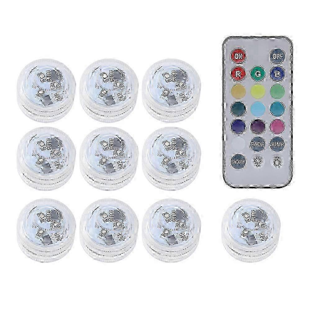 10pcs Led Waterproof Candle Lights, Submersible With Remote Control