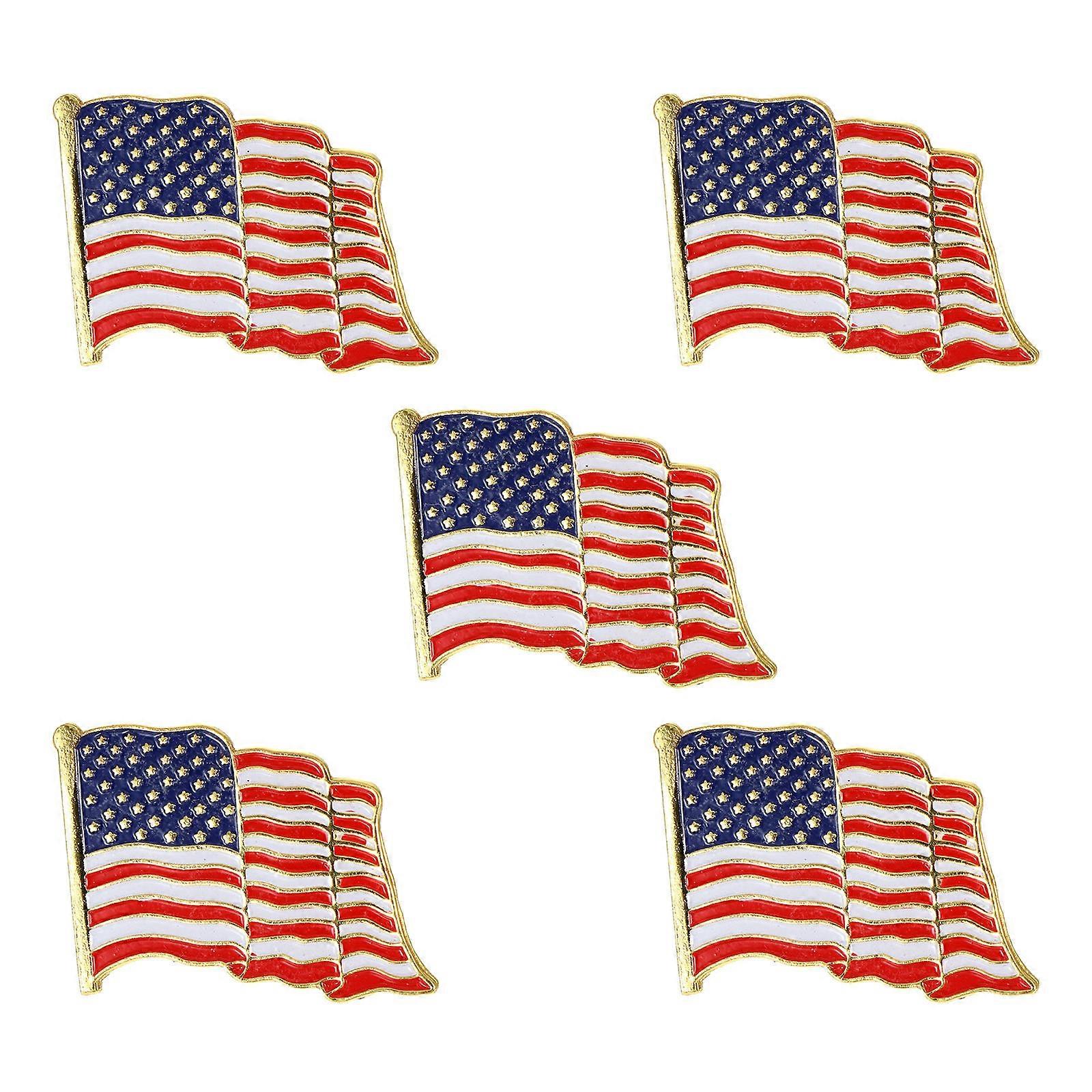 American Flag Pattern Brooches For Clothes Accessories Multi Rectangular Decoration 5 Pcs
