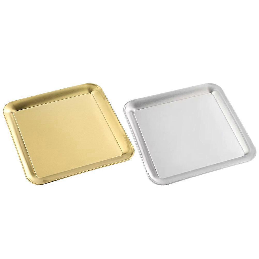 Assorted Color 2Pcs Stainless Steel Barbecue Plates for Baking Use Serving Set