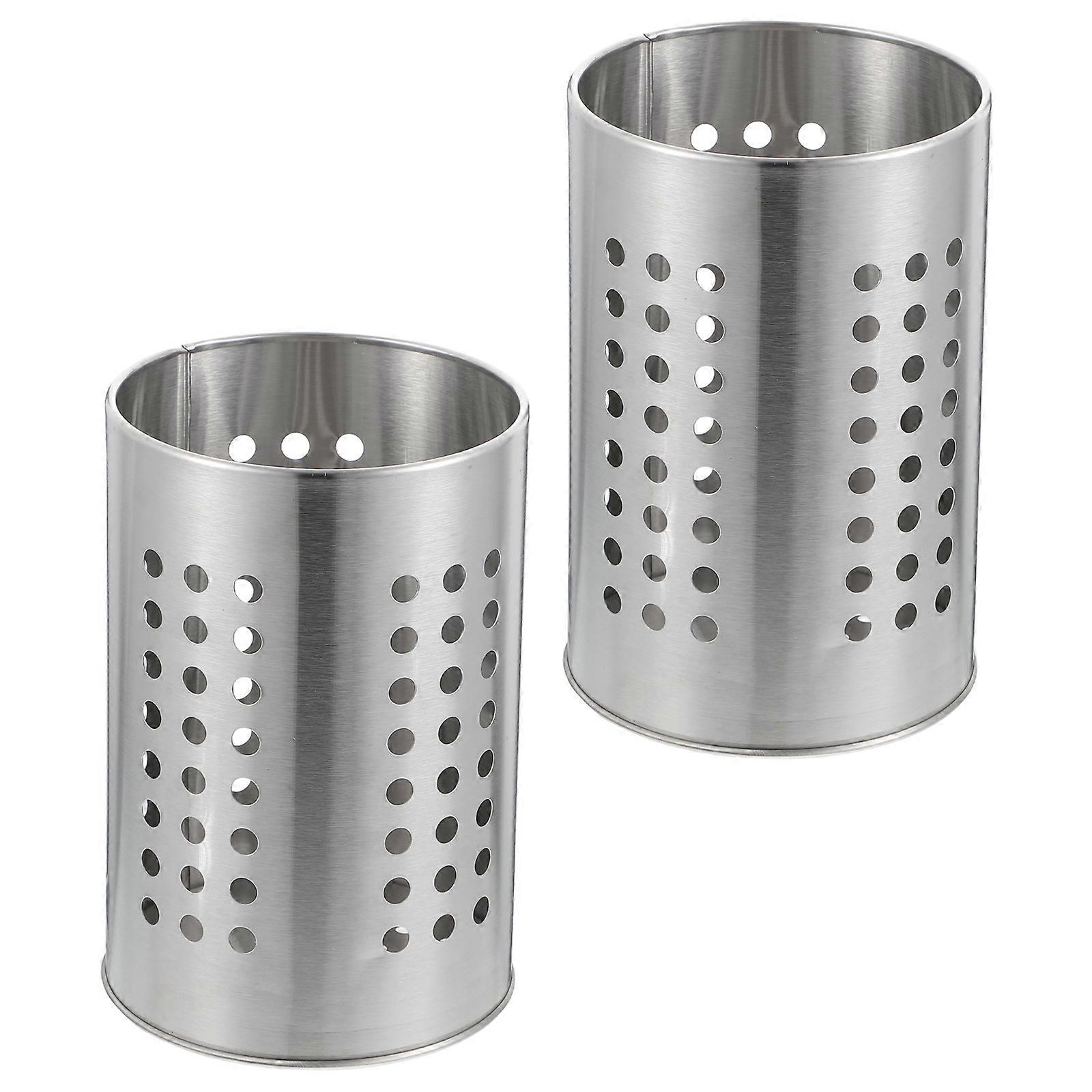 Stainless Steel Storage Container for Kitchen Tableware 2Pcs Silver Holders