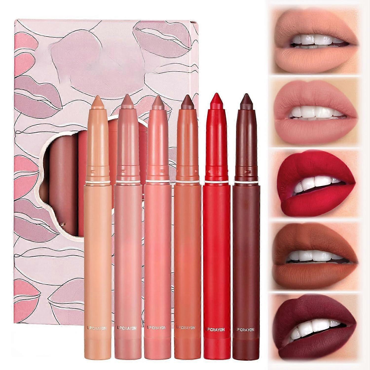 Matte Lipstick Pencil Set with LongLasting Waterproof NonStick Formula and Rotating Tip