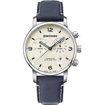 Wenger Herrenuhr Urban Metropolitan 01.1743.119, aus echtem oder Kunstleder, blau