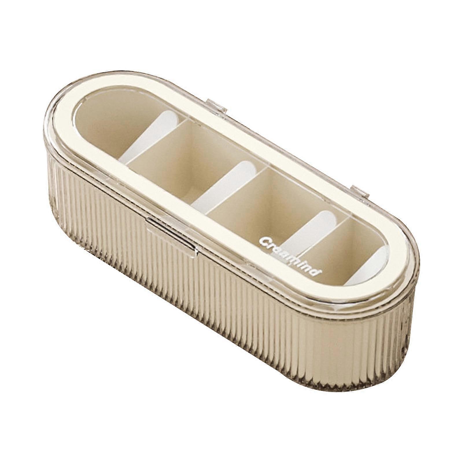 Spice Jar Set with 4 Grid Kitchen Storage Containers, Transparent Lid, Spoons, Flavor Lock