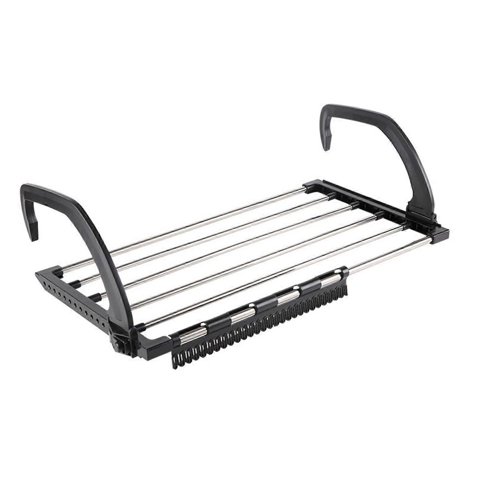 Clothes Drying Rack with Adjustable Rubber Hooks, Foldable Balcony Radiator Dryer 32 x 59 cm