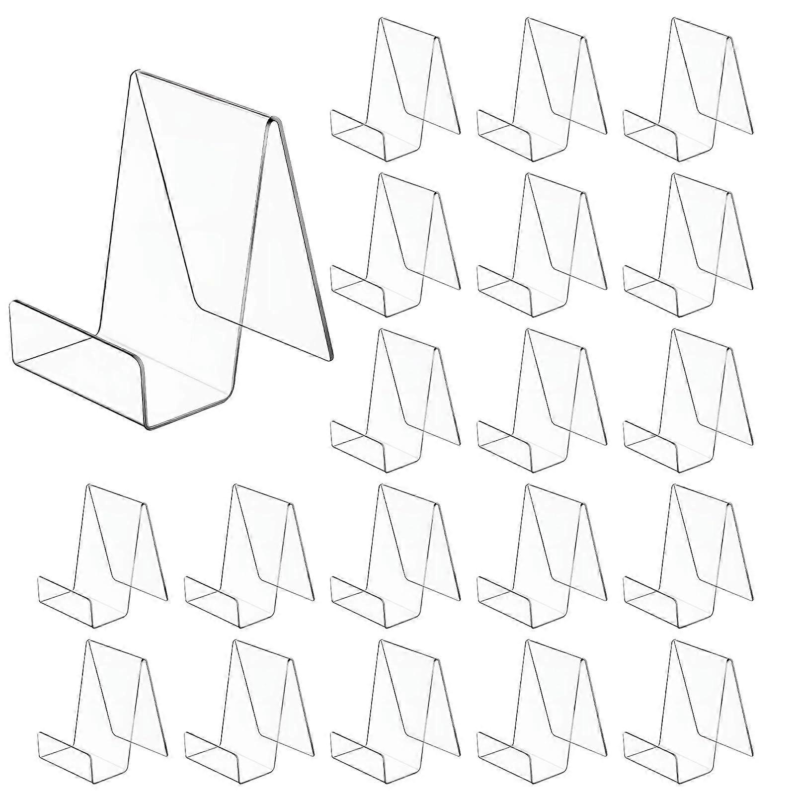 20 Pack Clear Acrylic Book Display Holder Set, 3x4 Inch Small Easel Stands for Versatile Use