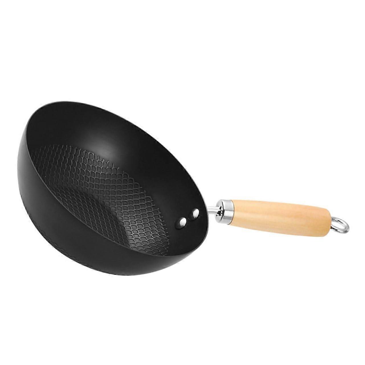 Cast Iron Wok Pan with Flat Bottom for Induction and Stove, Rapid Heating, Ergonomic Handle