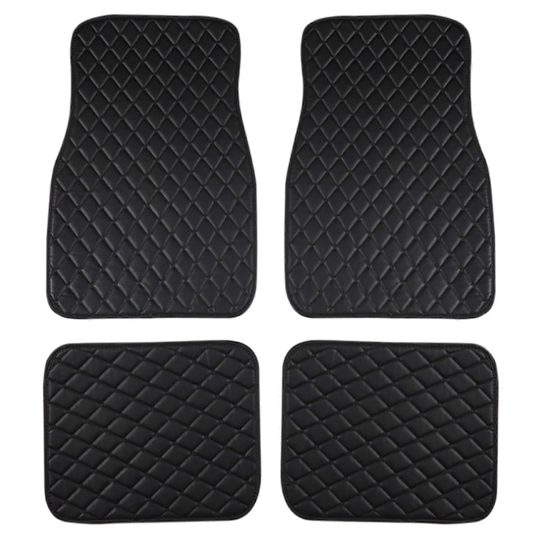 Universal Leather Car Floor Mats Set 4Pcs Luxury Rhombus Pattern NonSlip Full Interior Coverage