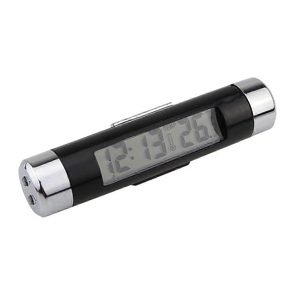 Digital Car Clock Thermometer 2 in 1 LCD Dashboard Display with Easy Clip and Blue Light