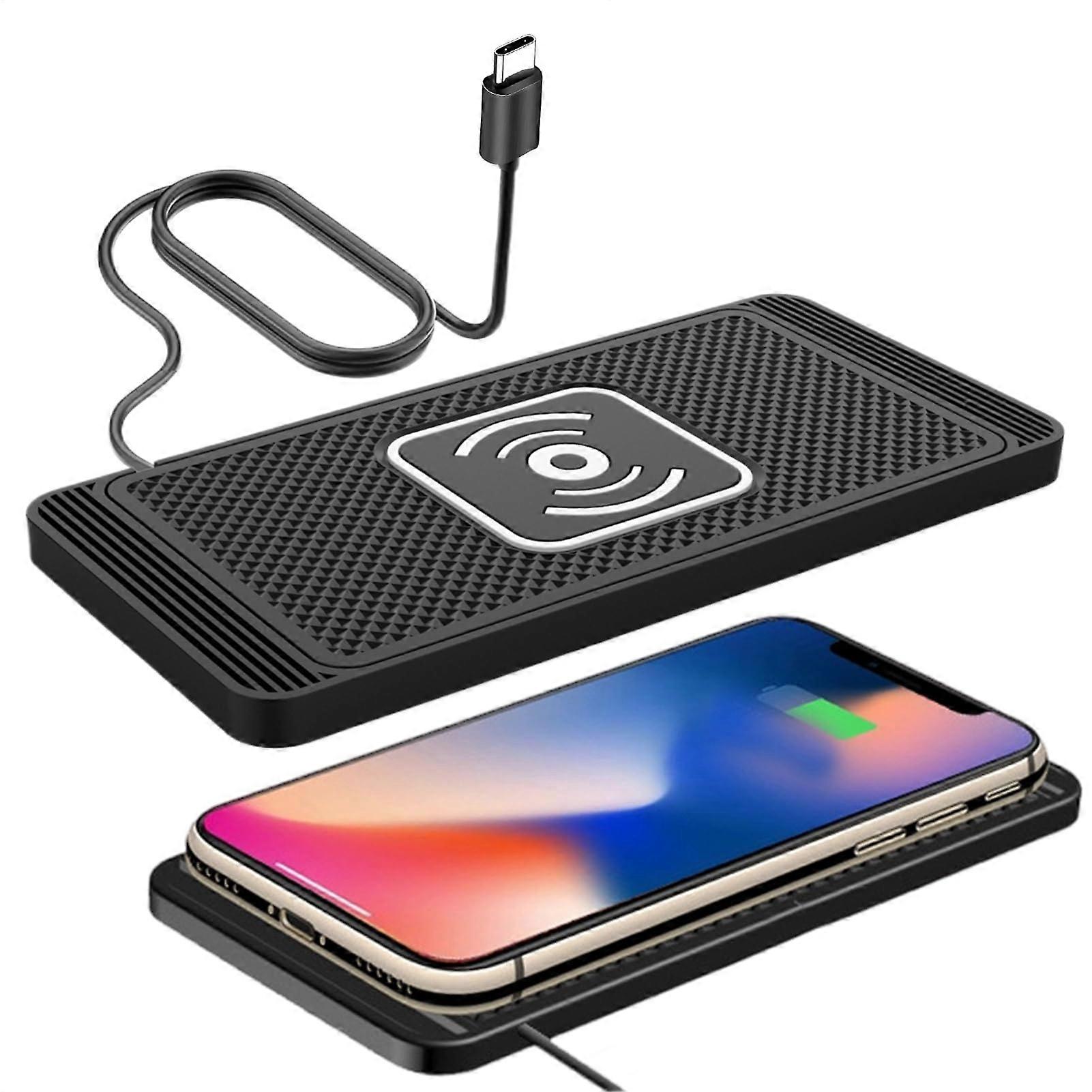 Wireless Car Charger with Fast Wireless Charging, Smart Auto Sensing, NonSlip Dashboard Pad, TypeC