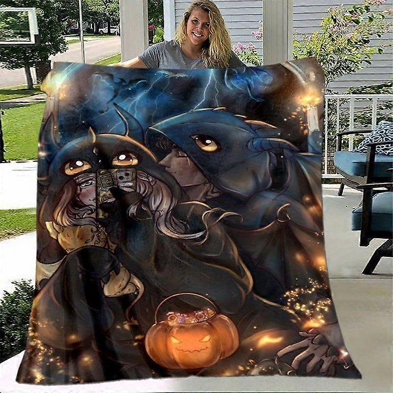 Halloween Fantasy Dragons & Lanterns Flannel Blanket  Soft