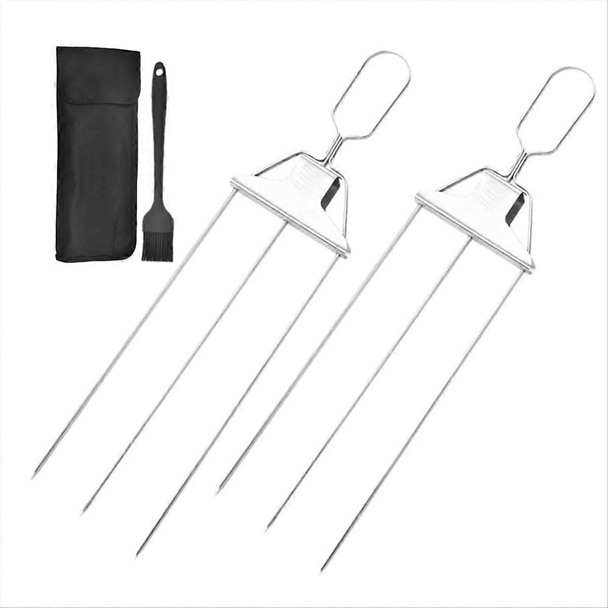 Three- barbecue fork semi-automatic fork barbecue needle kebab