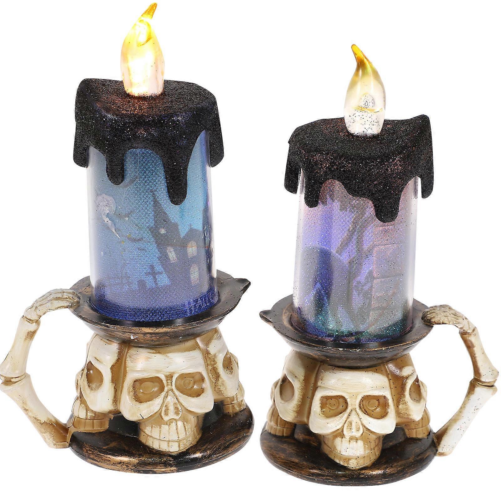 Candle Light Skeleton Halloween LED Decorative Candle Lamp 1Set Set