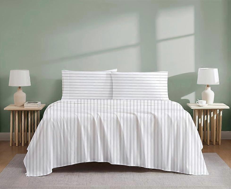 RV Bunk Sheets 35x79 White Stripe 4pc Extra Soft Bedding Set with Wrinkle  Finish