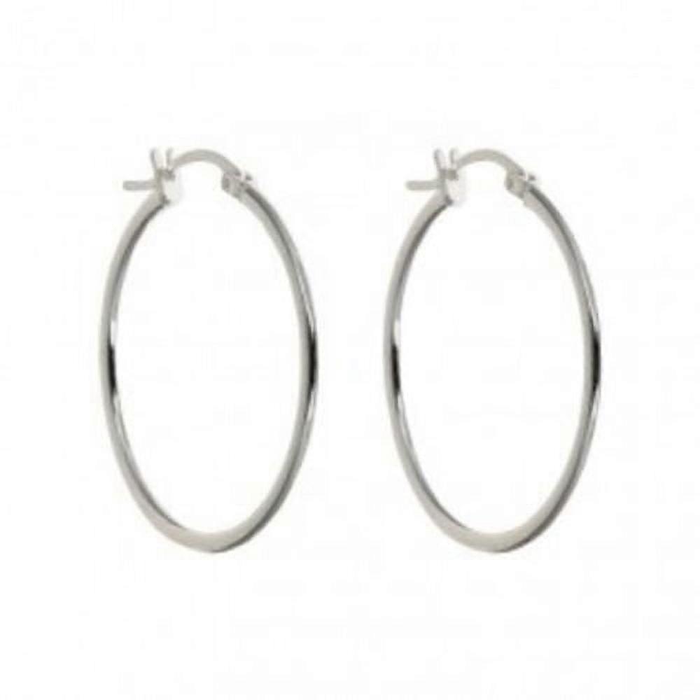 Solid Sterling Silver 1" Round Endless Hoop Earrings.925 Stamped