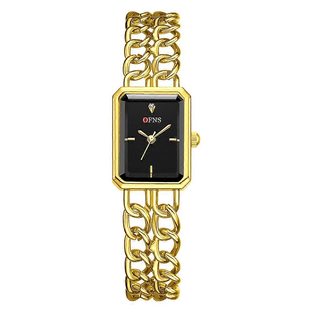 Ladies Rectangular Gold Casual Party Evening Watch