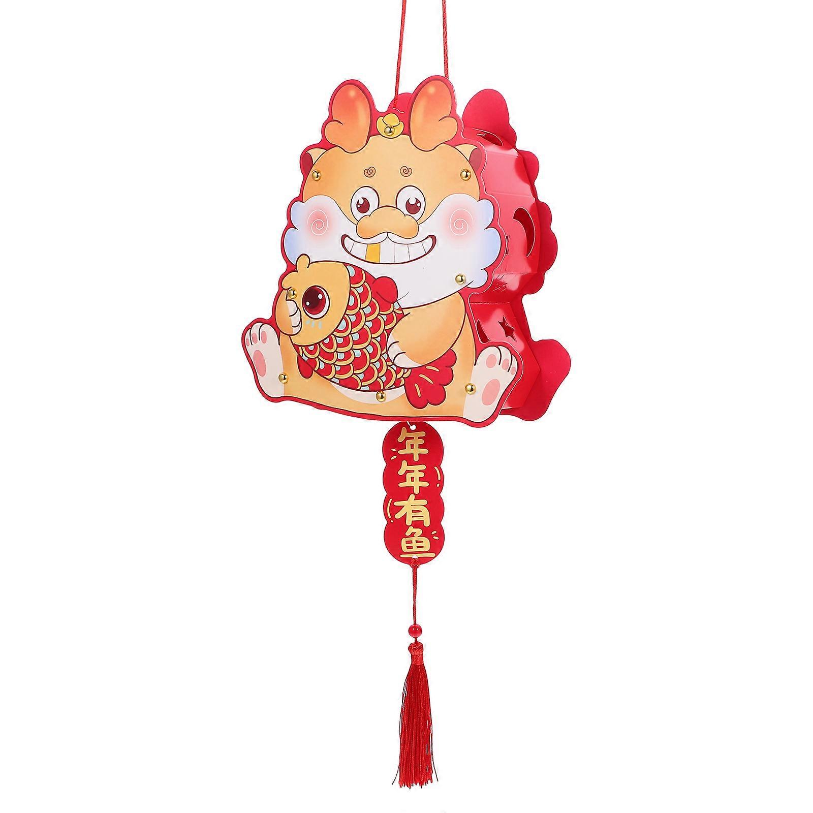 Red DIY Dragon Lantern Material Set for Kids Playing 1Set