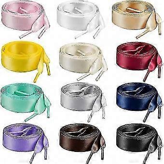12 Paar glatte Satinschnürsenkel (100 x 2 cm) in verschiedenen Farben für Sneaker und Sportschuhe