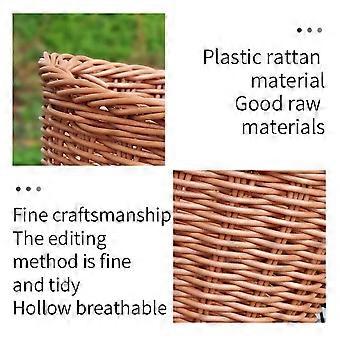 1 Stück Woven Bucket Bike Imitation Rattan Korb Wasserdichter Weiden-Lebensmittelkorb für Kinderfahrrad (Dunkelbraun)
